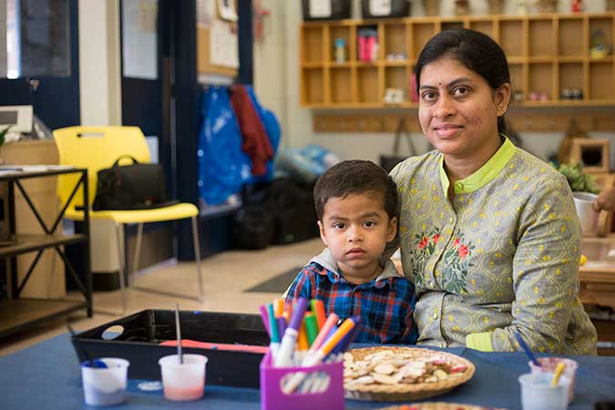 A visiting family at the PLASP Shelter Bay EarlyON